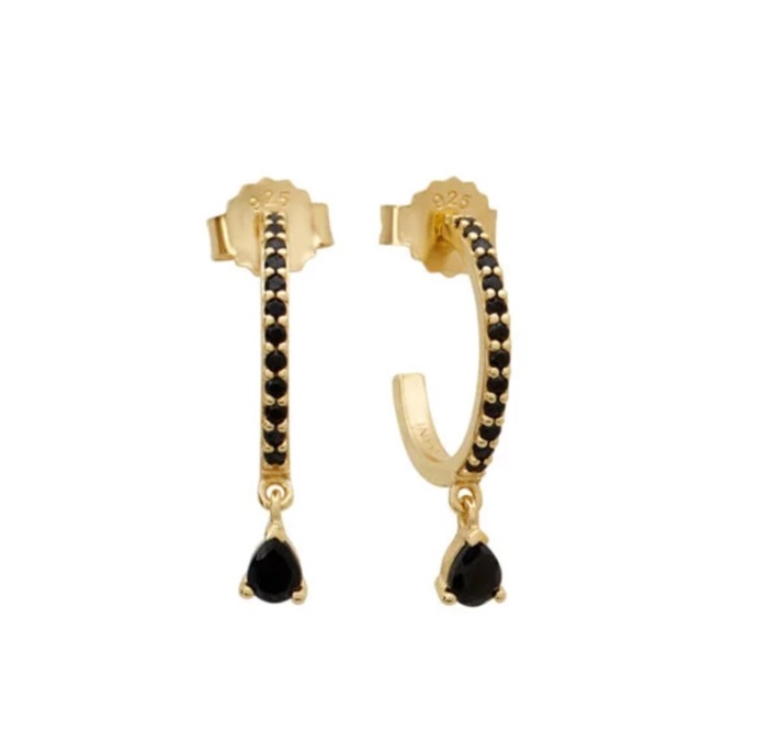 Black Tone Hoop Earring 